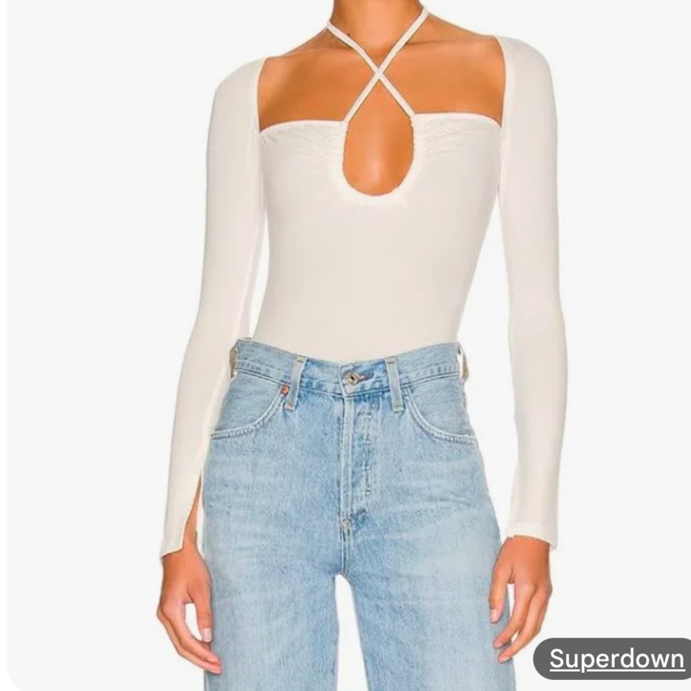 Superdown White Long Sleeve Top